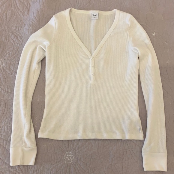 Tna Thermal Henley Long Sleeve White M - Picture 1 of 6